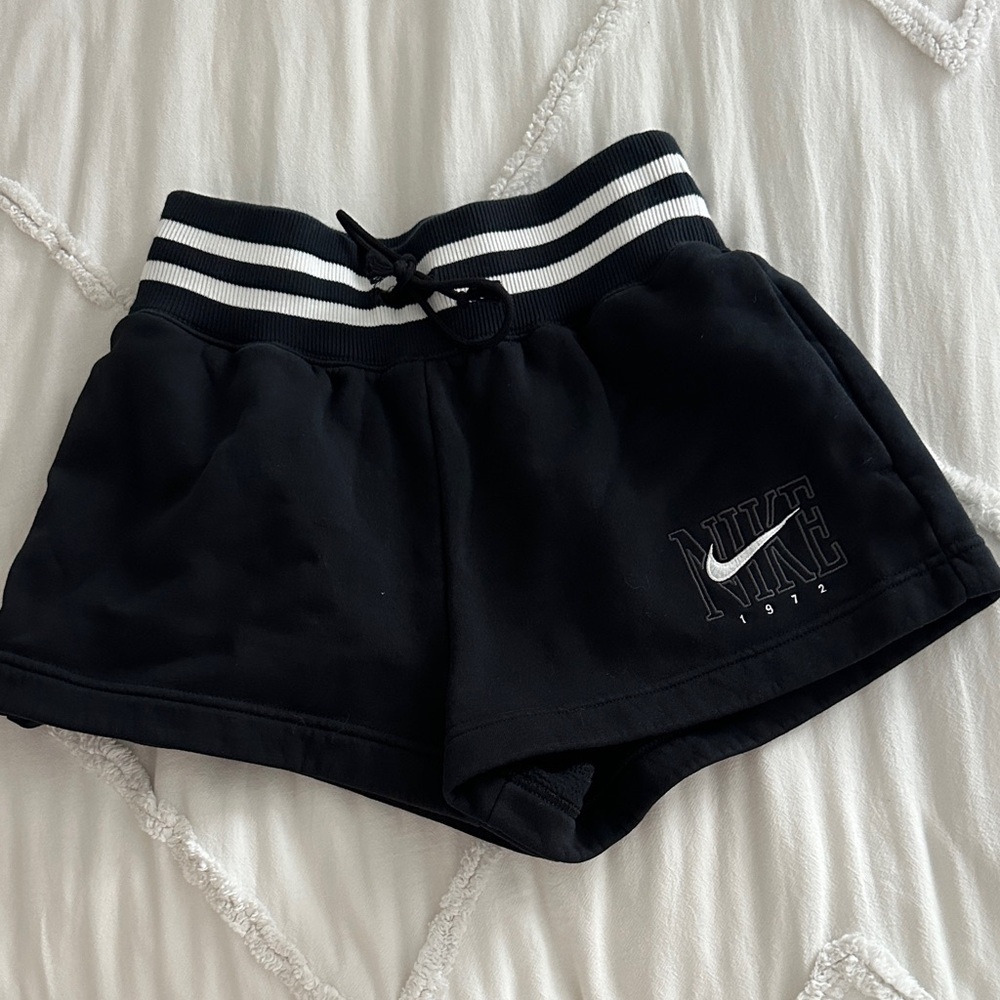 Nike Black Shorts with White Striped Waistband